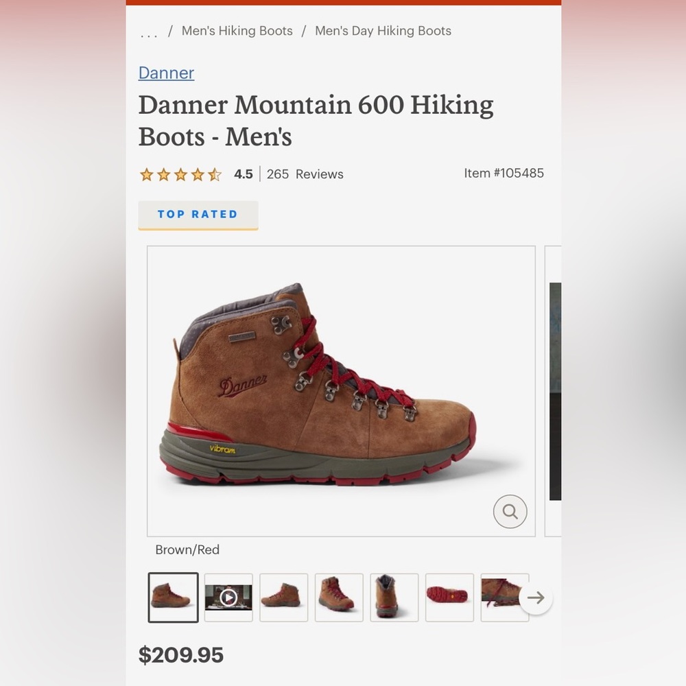 Men’s pair of Danner boots. Size 10.